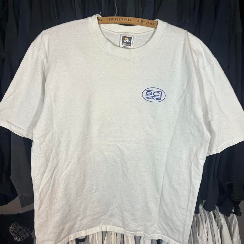 Vintage 90s grail box logo ECI Telecom Miami Beach graphic tee techwear Size L - Picture 3 of 8